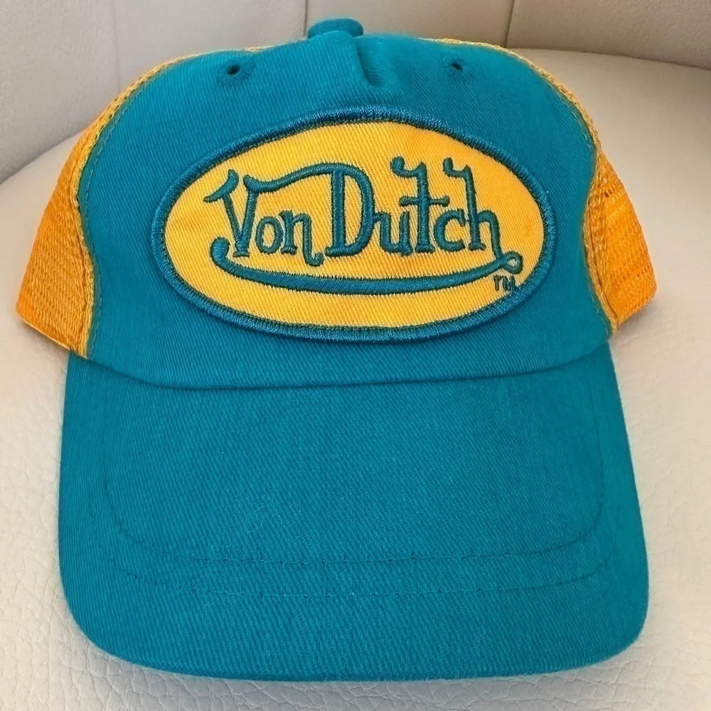Von Dutch Youth Trucker Hat -  Goldenrod/Teal NWOT